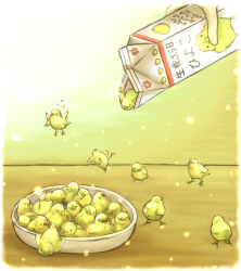 Rule 34 | beak, bird, bowl, chick, flying, milk carton, original, translation request, wings, yoshiyanmisoko