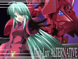 Rule 34 | 1girl, ahoge, assault visor, bad link, baka ouji persia, black gloves, bou (inubou), copyright name, gloves, green hair, head tilt, highres, jacket, looking at viewer, mecha, military, military uniform, muv-luv, muv-luv alternative, official art, official wallpaper, open hand, red jacket, robot, sidelocks, tactical surface fighter, third-party source, tsukuyomi mana, type 00 takemikazuchi, uniform, v-shaped eyebrows