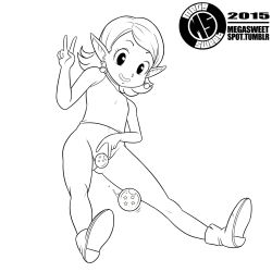 Rule 34 | 10s, 1girl, 2015, boots, bottomless, censored, chronoa, dragon ball, dragon ball (object), dragon ball xenoverse, earrings, flat chest, highres, jewelry, lineart, looking at viewer, megasweet, monochrome, pointy ears, solo, supreme kai of time, swept bangs, v