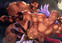 Rule 34 | 2boys, abs, anal, angel wings, arm hair, arm tattoo, armpit hair, armpits, bara, beard, blonde hair, completely nude, facial hair, glowing, glowing eyes, graves (league of legends), heartseeker varus, henry partum, holding another&#039;s leg, large pectorals, league of legends, leg hair, leg up, male focus, male penetrated, mini wings, multiple boys, muscular, muscular male, navel, nipples, nude, official alternate costume, pectorals, sandals, sex, short hair, smile, tattoo, testicles, thick thighs, thighs, varus, wings, yaoi