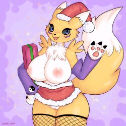 Rule 34 | breasts, cleft of venus, digimon, digimon (creature), fluffy, fox girl, fox tail, furry, furry female, highres, large breasts, pussy, renamon, tail