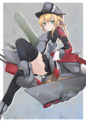 Rule 34 | 10s, 1girl, anchor hair ornament, ass, black thighhighs, blonde hair, blush, cross, from below, gloves, green eyes, hair ornament, hat, iron cross, kantai collection, long hair, long sleeves, looking at viewer, looking down, microskirt, military, military uniform, panties, pantyshot, peaked cap, pleated skirt, prinz eugen (kancolle), skirt, solo, thighhighs, twintails, underwear, uniform, white gloves, white panties, yumesato makura