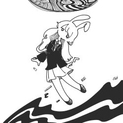 Rule 34 | + +, 1girl, 3ma can omochi, animal ears, blazer, bullet, collared shirt, commentary request, floating, floating hair, full body, greyscale, highres, jacket, leaning to the side, long hair, long sleeves, looking to the side, monochrome, necktie, no mouth, pleated skirt, rabbit ears, rabbit girl, reisen udongein inaba, shirt, shoes, shotgun shell, signature, skirt, solo, tareme, touhou