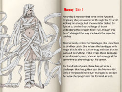 Rule 34 | bandages, character profile, frederika (mon-musu quest!), mon-musu quest!, monster girl, mummy, mummy girl, tagme, text focus, translated