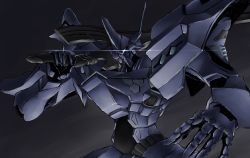 Rule 34 | highres, holding, holding sword, holding weapon, kawasemi alter, looking down, mecha, muv-luv, muv-luv alternative, no humans, open hand, over shoulder, robot, science fiction, solo, sword, tactical surface fighter, type 00 takemikazuchi, upper body, weapon, weapon over shoulder