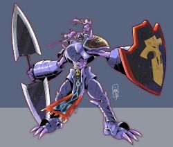 Rule 34 | absurdres, armor, claws, craniummon, digimon, highres, shield, skull, twintails