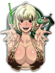 Rule 34 | 1girl, blush, breasts, butcha-u, cleavage, large breasts, marguerite (one piece), one piece, short hair, snake, solo