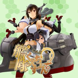 Rule 34 | 10s, 3girls, anchor symbol, bare shoulders, binoculars, black hair, black legwear, breasts, carrying, carrying over shoulder, clothes writing, commentary request, copyright name, dress, garter straps, gradient hair, hairband, headgear, kantai collection, large breasts, long hair, long sleeves, machinery, miniskirt, multicolored hair, multiple girls, nagato (kancolle), navel, panties, pleated skirt, purple eyes, red eyes, sailor dress, see-through, side-tie panties, silver hair, simple background, skirt, smile, thighhighs, tokitsukaze (kancolle), translated, turret, underwear, underwear writing, watanore, white background, white panties, white skirt, yukikaze (kancolle)