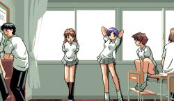 Rule 34 | 1990s (style), 3boys, 3girls, game cg, love escalator, lowres, multiple boys, multiple girls, pc98, tagme, umitsuki productions