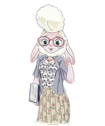 Rule 34 | 1girl, artist request, dawn bellwether, furry, furry female, glasses, green eyes, sheep, solo, zootopia