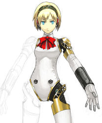 Rule 34 | aegis (persona), android, atlus, blonde hair, blue eyes, persona, persona 3, ribbon, sketch, solo