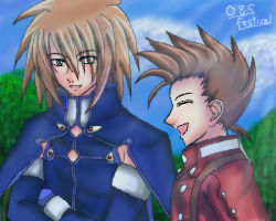 Rule 34 | 00s, age difference, brown hair, father and son, kratos aurion, lloyd irving, lowres, male focus, short hair, tales of (series), tales of symphonia