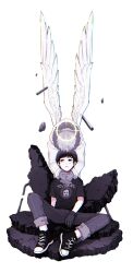 Rule 34 | 2boys, angel wings, animification, beanie, black gloves, black hair, blood, child, gloves, goth fashion, gummybear2379, halo, hat, highres, kenny mccormick, male focus, multiple boys, pants, parted lips, shirt, shoes, short sleeves, sitting, sneakers, south park, stan marsh, transparent background, wings, yaoi