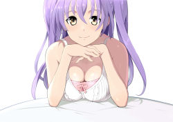 Rule 34 | 1girl, blush, breasts, cleavage, highres, long hair, looking at viewer, purple hair, shin&#039;ya (shin&#039;yanchi), smile, solo, twintails, yellow eyes