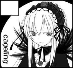 Rule 34 | 00s, circle cut, greyscale, lowres, monochrome, rozen maiden, solo, suigintou, takami ryou, wings