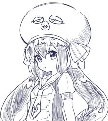 Rule 34 | 1girl, animal hat, arms at sides, braid, buttons, dot nose, eel hat, expressionless, greyscale, hair between eyes, hat, hat ribbon, long hair, looking at viewer, low twintails, monochrome, necktie, otomachi una, otomachi una (sugar), puckered lips, puffy short sleeves, puffy sleeves, ribbon, sailor collar, shirt, short sleeves, sidelocks, simple background, sketch, sleeve cuffs, solo, sunege kanon, treble clef, twin braids, twintails, upper body, very long hair, vocaloid, white background