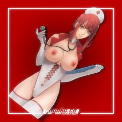 Rule 34 | breasts, breasts out, chainsaw man, highres, j adsen, large breasts, makima (chainsaw man), nipples, nurse