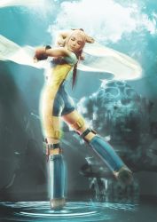 Rule 34 | 00s, 1girl, 3d, ass, blonde hair, boots, braid, buckle, closed eyes, dancing, final fantasy, final fantasy xii, highres, kneepits, penelo, solo, twin braids, water