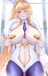 Rule 34 | 1girl, absurdres, artoria pendragon (all), artoria pendragon (fate), artoria pendragon (swimsuit ruler) (fate), blonde hair, breasts, fate/grand order, fate (series), feather boa, heart pasties, highres, large breasts, leotard, long hair, navel, pasties, playboy bunny, ponytail, samip