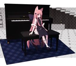 Rule 34 | 1girl, 2019, animal ears, bad id, bad pixiv id, black bow, black dress, black footwear, bow, captain yue, closed mouth, dress, hair ornament, highres, instrument, long hair, looking at viewer, mary janes, original, piano, piano bench, pink hair, puffy short sleeves, puffy sleeves, see-through, see-through sleeves, shoes, short sleeves, sitting, smile, socks, solo, twitter username, upright piano, very long hair, white socks