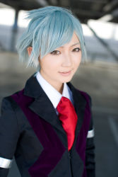 Rule 34 | blue hair, character request, cosplay, highres, photo (medium), source request, tsunomori aya (model)