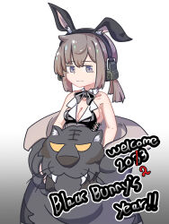 Rule 34 | ahoge, alternate costume, animal costume, bare shoulders, closed mouth, english text, furry, girls&#039; frontline, hair ornament, happy, hexaa, highres, m200 (girls&#039; frontline), purple eyes, smile