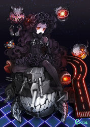 Rule 34 | 10s, 1boy, abyssal ship, bad id, bad pixiv id, black hair, crossdressing, dress, glowing, glowing eyes, gothic lolita, isolated island oni, kantai collection, lolita fashion, long hair, looking at viewer, male focus, no shoes, pale skin, pantyhose, red eyes, riccae, shoes, unworn shoes, sitting, solo, trap, very long hair