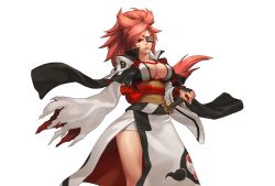 Rule 34 | 1girl, absurdres, arc system works, baiken, bandages, breasts, cleavage, eyepatch, guilty gear, guilty gear xrd, highres, japanese clothes, kimono, large breasts, long hair, official art, pink eyes, pink hair, ponytail, scar, scar across eye, scar on face, sheath, sheathed, snk, sword, the king of fighters, the king of fighters &#039;98 um ol, thighs, weapon