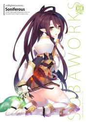 Rule 34 | 1girl, akisoba, armor, armored boots, artist name, belt, black hair, blush, boots, bracer, breastplate, dagger, knife, long hair, lord knight (ragnarok online), open mouth, pointy ears, ragnarok online, skirt, solo, tentacles, thighhighs, very long hair, weapon, white background
