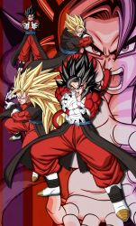 Rule 34 | 10s, 1boy, absurdres, black hair, blue eyes, boots, dragon ball, dragon ball heroes, earrings, fur, gloves, highres, jewelry, kamehameha (dragon ball), long hair, looking at viewer, monkey tail, multiple boys, multiple persona, muscular, potara earrings, serious, spiked hair, super saiyan, super saiyan 3, super saiyan 4, tail, topless male, transformation, vegetto, white gloves, wristband