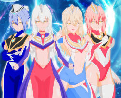 blue_background breasts multiple_girls personification ultra_series ultraman_agul ultraman_dyna_(series) ultraman_gaia_(series) ultraman_tiga_(series)