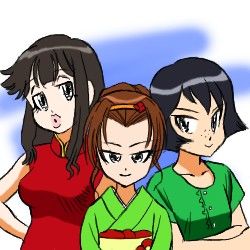 Rule 34 | 3girls, hayashiba megumi, kogarashi erino, lowres, morinuma motoko, multiple girls, shichinin no nana