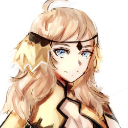 Rule 34 | 1girl, ahoge, blonde hair, blue eyes, circlet, closed mouth, fire emblem, fire emblem fates, highres, long hair, looking at viewer, mpka yt, nintendo, ophelia (fire emblem), upper body, white background