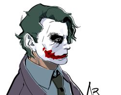 Rule 34 | 1boy, batman (series), dc comics, glasgow smile, green hair, lipstick, makeup, male focus, necktie, profile, solo, the dark knight, the joker