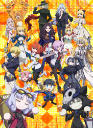 Rule 34 | 2boys, 6+girls, absurdres, ahoge, alcohol, armor, armored dress, artoria pendragon (all), artoria pendragon (fate), baseball cap, black dress, black pantyhose, black skirt, blonde hair, blue eyes, boots, breasts, brown hair, buruma, carrot, chaldea uniform, confetti, corn dog, cosplay, cup, dress, drinking glass, edmond dantes (fate), edmond dantes (first ascension) (fate), fangs, fate/grand carnival, fate/grand order, fate (series), fou (fate), fujimaru ritsuka (female), gauntlets, gilgamesh, gilgamesh (caster) (fate), gilgamesh (establishment) (fate), gilgamesh (fate), glasses, green eyes, gym uniform, hair ornament, hair over one eye, hair scrunchie, hat, highres, horns, illyasviel von einzbern, instrument, jacket, jaguarman (fate), jeanne d&#039;arc (fate), jeanne d&#039;arc (third ascension) (fate), jeanne d&#039;arc alter (avenger) (fate), jeanne d&#039;arc alter (fate), key visual, large breasts, light purple hair, long sleeves, looking at viewer, looking back, maracas, mash kyrielight, mask, medium breasts, merlin (camelot &amp; co) (fate), merlin (fate), multiple boys, multiple girls, mysterious neko v, mysterious neko w, mysterious neko x, mysterious neko y, necktie, nero claudius (fate), nero claudius (fate) (all), nero claudius (fate/extra), nero claudius (olympian bloomers) (fate), official alternate costume, official art, open mouth, orange eyes, orange hair, pantyhose, pleated skirt, promotional art, purple eyes, red eyes, saber lily, scar, scar on face, scarf, scrunchie, shinai, short hair, side ponytail, single horn, sitonai (fate), skirt, skull mask, small breasts, smile, sword, tail, teeth, thighhighs, upper teeth only, weapon, white footwear, wine, wine glass, yellow eyes, zettai ryouiki