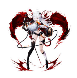 Rule 34 | 1girl, absurdres, asymmetrical legwear, bare shoulders, black footwear, black gloves, black legwear, blood, blood from mouth, blood on breasts, bloody wings, choker, dated, dripping, gloves, hair between eyes, highres, holding, holding sword, holding weapon, id card, jacket, l ract, licking, licking finger, long hair, mismatched legwear, multicolored clothes, multicolored gloves, navel, off-shoulder jacket, off shoulder, orange gloves, original, piercing, red eyes, science fiction, simple background, solo, standing, sword, tachi-e, tail, tongue, tongue out, tongue piercing, torn, torn clothes, torn legwear, vial, weapon, white background, white hair, white jacket, white legwear, wings, wristband