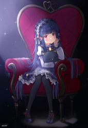 Rule 34 | 1girl, armchair, black cat, black pantyhose, blue footwear, blue hair, blunt bangs, blunt ends, blush, bow, cat, chair, eluthel, frilled hairband, frilled skirt, frills, hairband, hand on own cheek, hand on own face, highres, holding, holding stuffed toy, idolmaster, idolmaster cinderella girls, lolita fashion, lolita hairband, long hair, long sleeves, mary janes, open mouth, pantyhose, red eyes, sajo yukimi, footwear flower, shoes, sitting, skirt, solo, spotlight, stuffed animal, stuffed cat, stuffed toy, very long hair