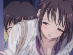 Rule 34 | 1girl, animated, animated gif, grabbing another&#039;s breast, breasts, cleavage, fusano fumie, grabbing, huge breasts, milk junkies, school uniform, wet, wet clothes