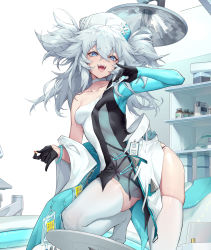 Rule 34 | 1girl, absurdres, black panties, blue eyes, dress, game cg, girls&#039; frontline, girls&#039; frontline neural cloud, hair ornament, hat, heart, heart-shaped pupils, highres, holding, id card, intravenous drip, long hair, looking at viewer, messy hair, nurse cap, official art, open mouth, pa-15 (girls&#039; frontline), panties, pill, see-through, shanyao jiang tororo, silver hair, simple background, smile, solo, symbol-shaped pupils, syringe, thighhighs, transparent background, twintails, underwear, white background, white dress, white thighhighs