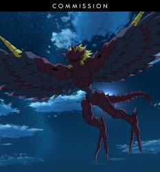 Rule 34 | absurdres, cloud, digimon, digimon (creature), flying, highres, monster, sky, solo, tail, velgrmon, wings