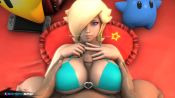 Rule 34 | 10s, 1boy, 1girl, 3d, animated, artist name, bayernsfm, bed, between breasts, bikini, bikini top only, blonde hair, blue eyes, bottomless, bouncing breasts, breast suppress, breasts, covering privates, covering one eye, cum, cum on fingers, erection, game console, grabbing, grabbing another&#039;s breast, green bikini, hair over one eye, heart, hetero, holding, jiggle, joy-con, kneeling, large breasts, lips, looking at penis, looking at viewer, looking down, looping animation, luma (mario), lying, mario (series), medium hair, mole, mole under mouth, mouth hold, nintendo, nintendo switch, o-ring, o-ring top, on back, on bed, paizuri, penis, pillow, pov, precum, rosalina, rubbing, sitting, sitting on person, solo focus, source filmmaker (medium), straddling, straddling paizuri, super mario bros. 1, super mario galaxy, swimsuit, uncensored, video, wand
