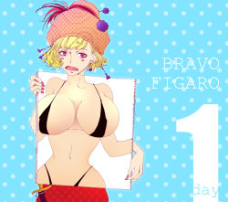 Rule 34 | 1990s (style), blonde hair, breasts, drawing, final fantasy, final fantasy vi, hat, huge breasts, nail polish, relm arrowny, sai (non-collier)