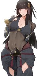 Rule 34 | 1girl, blush, breasts, cleavage, covered navel, female focus, fire emblem, fire emblem fates, kataku musou, large breasts, long hair, looking at viewer, nintendo, rhajat (fire emblem), solo