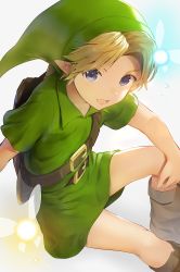 Rule 34 | 1boy, blonde hair, blue eyes, cocolo (co co lo), green hat, green tunic, hat, highres, link, nintendo, pointy ears, short hair, solo, the legend of zelda, the legend of zelda: ocarina of time, young link