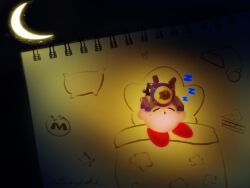 Rule 34 | closed eyes, closed mouth, commentary request, copy ability, drill kirby, highres, kirby, kirby (series), kirby and the forgotten land, night, nintendo, pencil drill kirby, sleeping