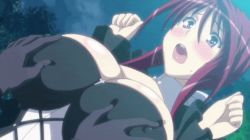 Rule 34 | 1girl, alexander nikolaevich hell, animated, animated gif, blush, bouncing breasts, grabbing another&#039;s breast, breasts, covered erect nipples, female focus, grabbing, large breasts, oribe mafuyu, red hair, screencap, seikon no qwaser, solo focus, tagme