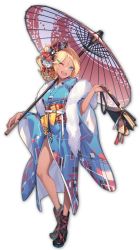 Rule 34 | 1girl, aqua eyes, artist request, bag, blonde hair, boots, bow, fang, flower, fujimoto kirara, fur scarf, game cg, hagoita, hair flower, hair ornament, highres, holding, holding bag, holding umbrella, japanese clothes, kimono, looking at viewer, mahjong soul, obi, official art, oil-paper umbrella, one eye closed, open mouth, paddle, plaid, plaid bow, ponytail, rose, sash, simple background, solo, standing, third-party source, transparent background, umbrella, white flower, white rose, yostar