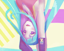 Rule 34 | 1girl, :p, aqua hair, armpits, arms up, artist name, chromatic aberration, elbow gloves, gloves, long hair, me!me!me!, meme (me!me!me!), purple eyes, purple gloves, solo, tongue, tongue out, upside-down, zeronis