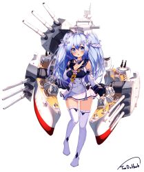 Rule 34 | 10s, 1girl, absurdres, bad id, bad pixiv id, blue eyes, blue hair, blush, breasts, cannon, cleavage, detached sleeves, fingerless gloves, full body, gloves, hand on own chest, highres, kantai collection, large breasts, long hair, looking at viewer, matching hair/eyes, mecha musume, miniskirt, north carolina bb-55, original, personification, ranguage, sailor collar, skirt, solo, tandozzing, thighhighs, two side up, uss north carolina (bb-55), zettai ryouiki