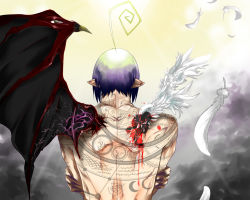 Rule 34 | ao no exorcist, blood, feathers, mephisto pheles, wings